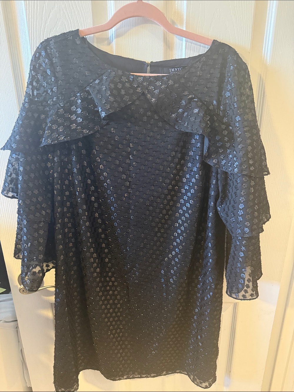 IMNYC Black Layered Ruffle Long Sleeve Dress